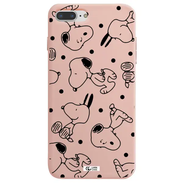 a pattern of cartoon characters Apple iPhone 8 plus Silicone pastel pink Case