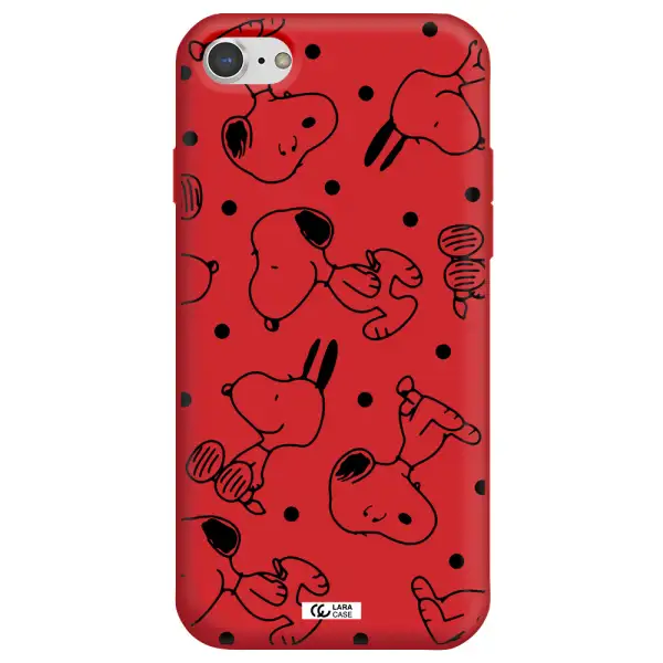 a pattern of cartoon characters Apple iPhone 8 Silicone Imperial Red Case