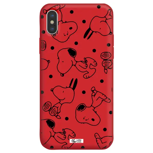 a pattern of cartoon characters Apple iPhone XS Silicone Imperial Red Case