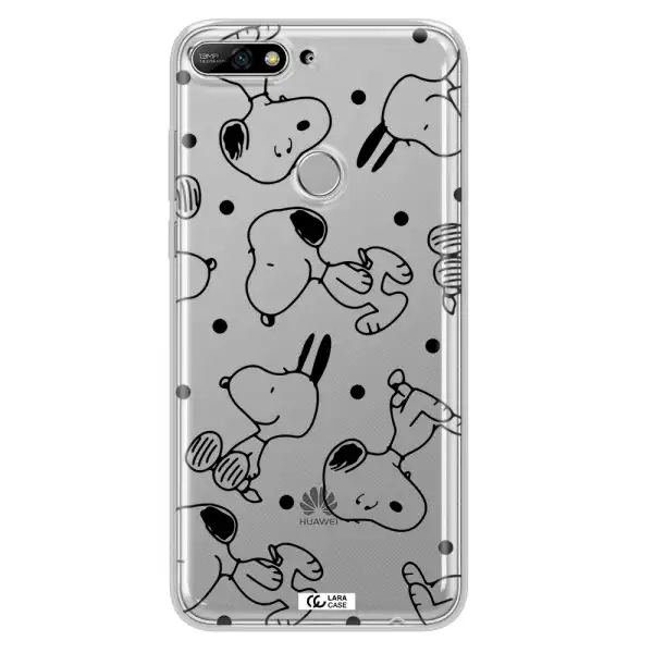 a pattern of cartoon characters Huawei Y7 2018 Clear TPU Case
