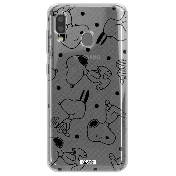 a pattern of cartoon characters Samsung A20 Clear TPU Case
