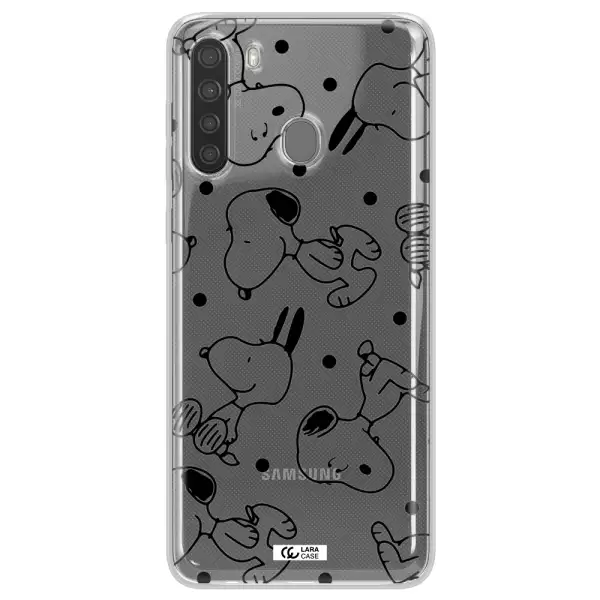 a pattern of cartoon characters Samsung A21 Clear TPU Case