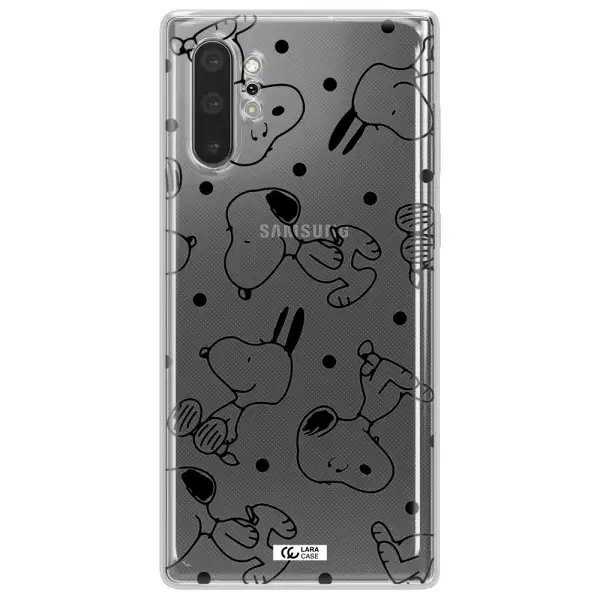 a pattern of cartoon characters Samsung Note 10 Plus Clear TPU Case
