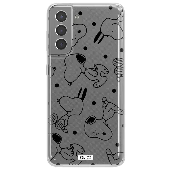 a pattern of cartoon characters Samsung S21 Plus Clear TPU Case