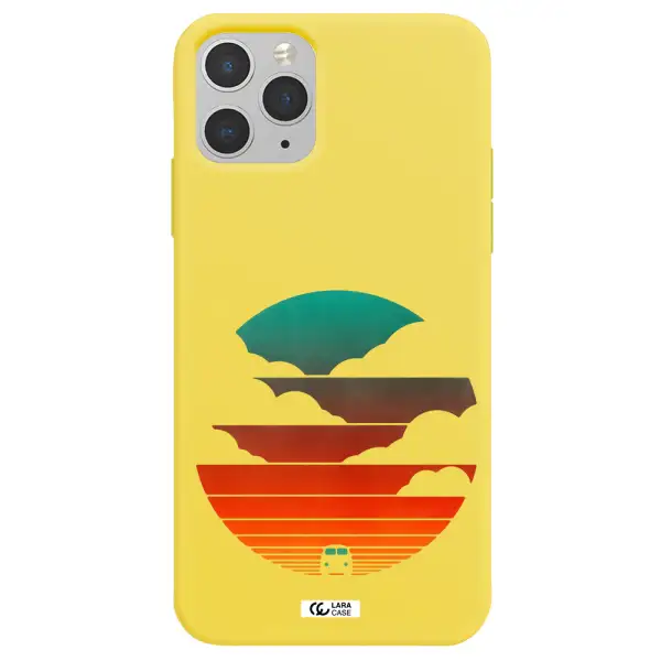 a logo of a boat Apple iPhone 11 pro Silicone canary yellow Case