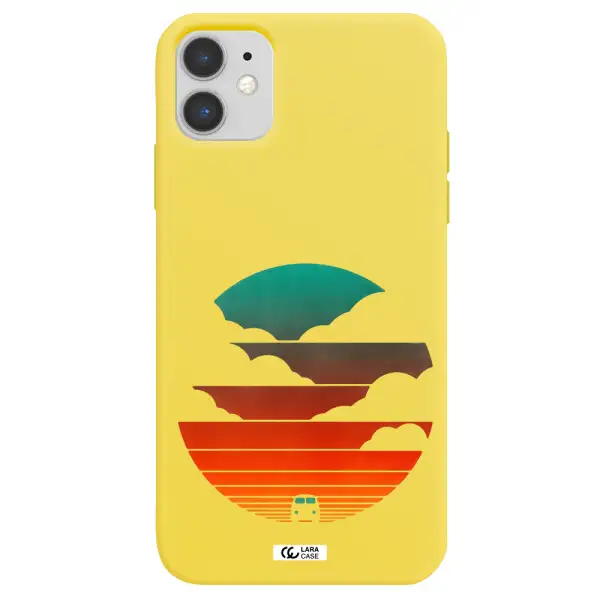 a logo of a boat Apple iPhone 11 Silicone canary yellow Case