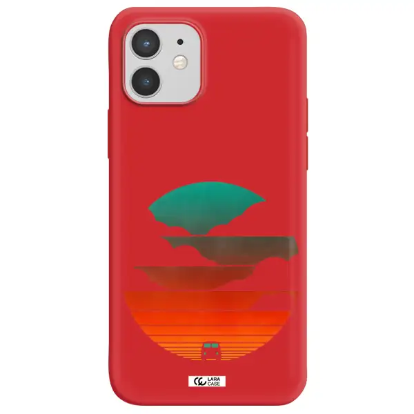 a logo of a boat Apple iPhone 12 mini Silicone Imperial Red Case