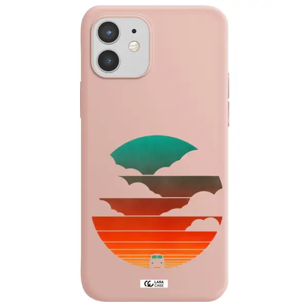 a logo of a boat Apple iPhone 12 mini Silicone pastel pink Case
