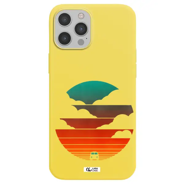 a logo of a boat Apple iPhone 12 pro max Silicone canary yellow Case