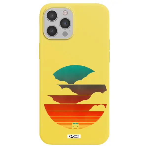 a logo of a boat Apple iPhone 12 pro Silicone canary yellow Case