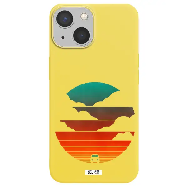 a logo of a boat Apple iPhone 13 mini Silicone canary yellow Case