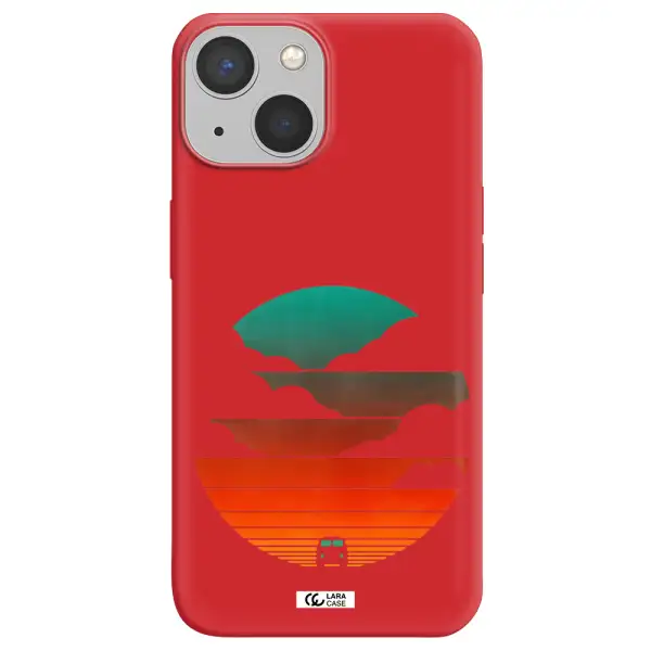 a logo of a boat Apple iPhone 13 Silicone Imperial Red Case
