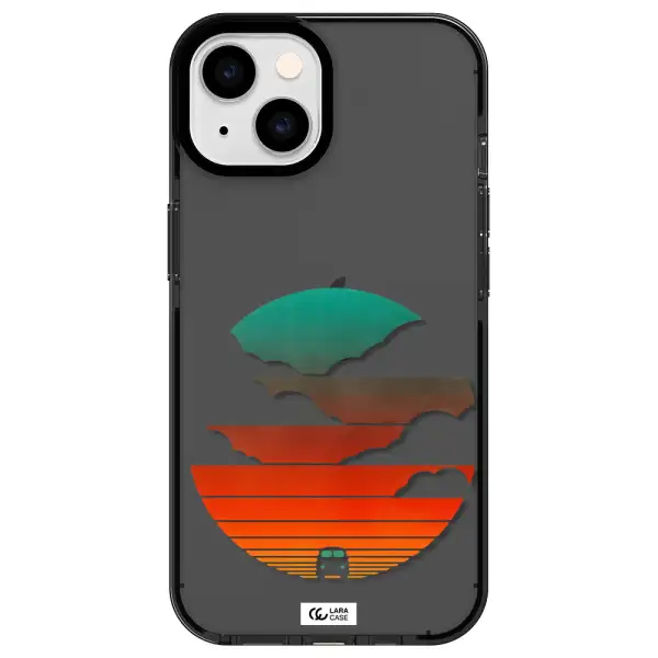 a logo of a boat Apple iPhone 14 impact Smoke Black Case