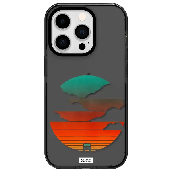 a logo of a boat Apple iPhone 14 pro impact Smoke Black Case