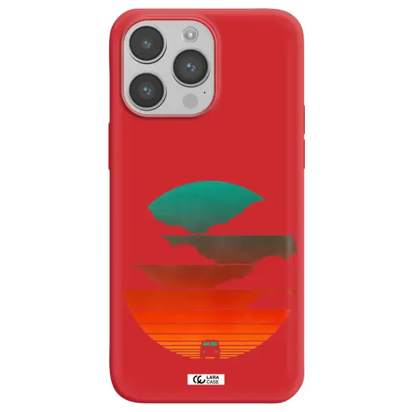 a logo of a boat Apple iPhone 14 pro Silicone Imperial Red Case