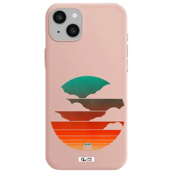 a logo of a boat Apple iphone 15 plus Silicone pastel pink Case