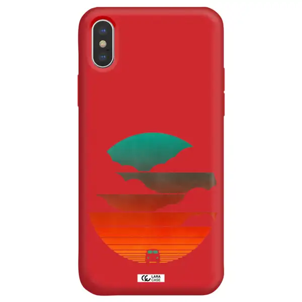 a logo of a boat Apple iPhone X Silicone Imperial Red Case