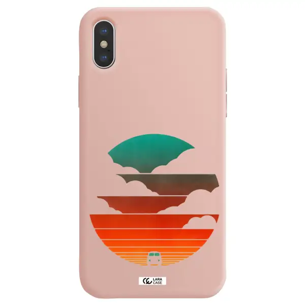 a logo of a boat Apple iPhone X Silicone pastel pink Case