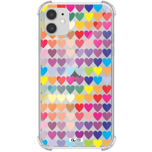 a colorful heart pattern Apple iPhone 11 Clear PC Case