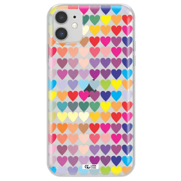 a colorful heart pattern Apple iPhone 11 Clear TPU Case