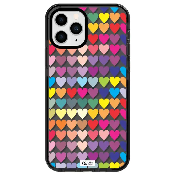 a colorful heart pattern Apple iPhone 11 pro impact Smoke Black Case