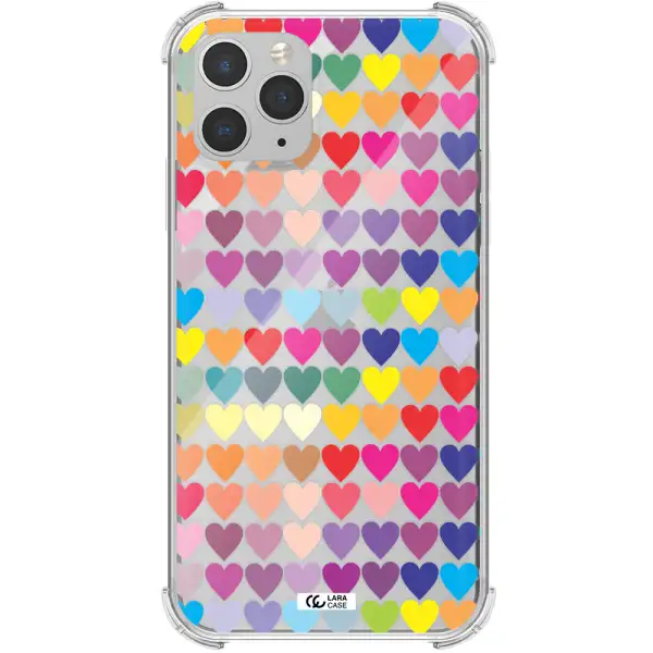 a colorful heart pattern Apple iPhone 11 pro max Clear PC Case