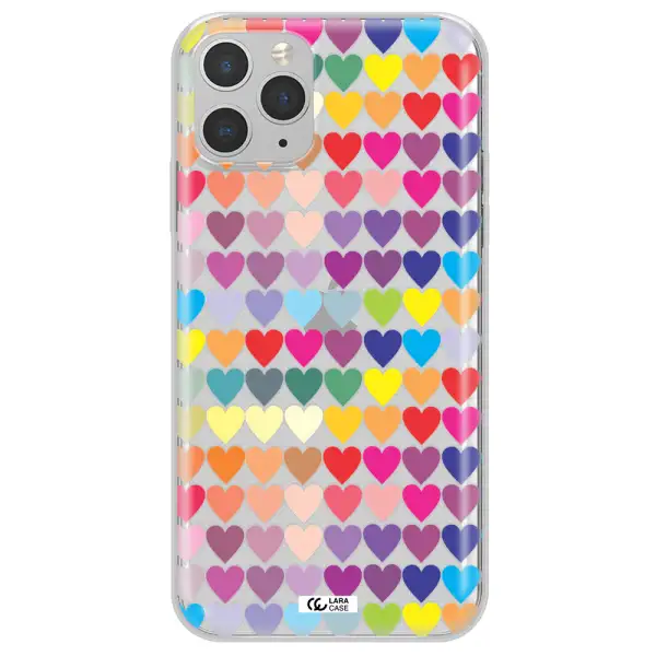 a colorful heart pattern Apple iPhone 11 pro max Clear TPU Case