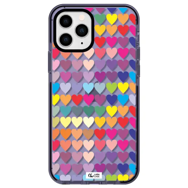 a colorful heart pattern Apple iPhone 11 pro max impact Lilac Case