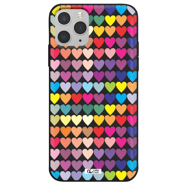 a colorful heart pattern Apple iPhone 11 pro max Silicone black Case