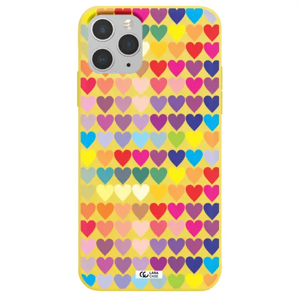 a colorful heart pattern Apple iPhone 11 pro max Silicone canary yellow Case
