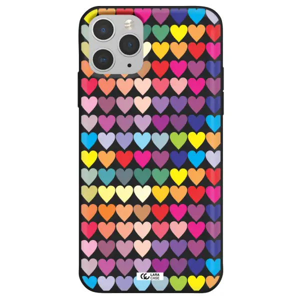 a colorful heart pattern Apple iPhone 11 pro Silicone black Case