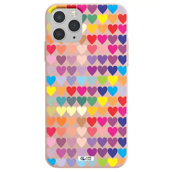 a colorful heart pattern Apple iPhone 11 pro Silicone pastel pink Case