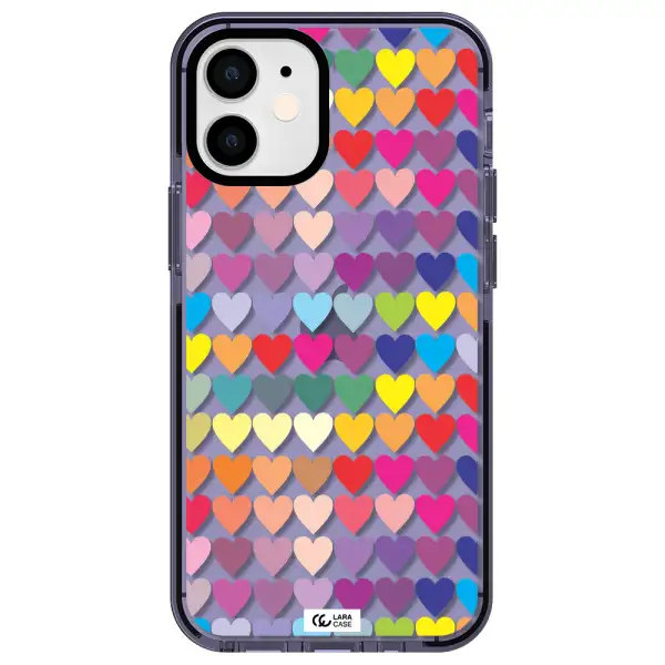 a colorful heart pattern Apple iPhone 12 mini impact Lilac Case