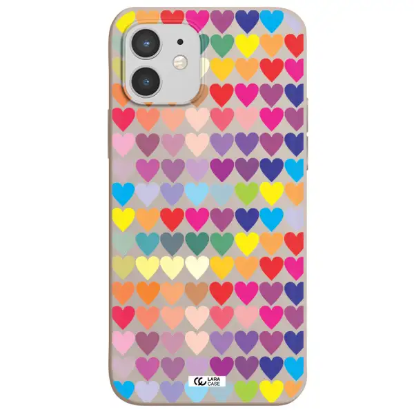 a colorful heart pattern Apple iPhone 12 mini Silicone Stone Case