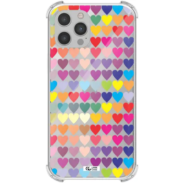 a colorful heart pattern Apple iPhone 12 pro Clear PC Case