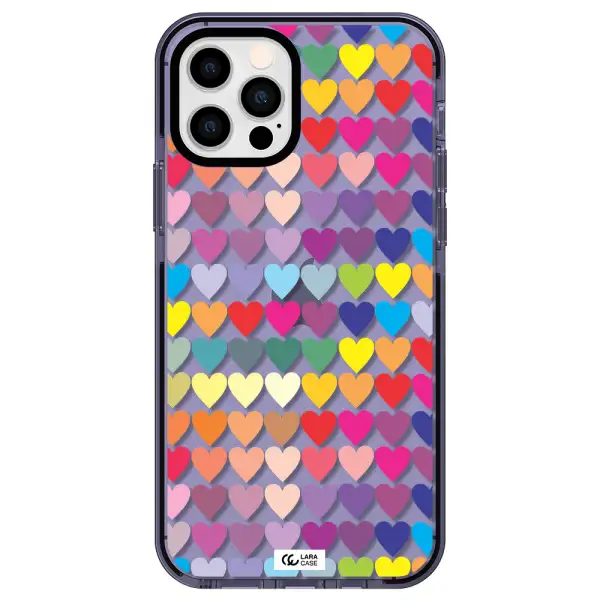 a colorful heart pattern Apple iPhone 12 pro impact Lilac Case