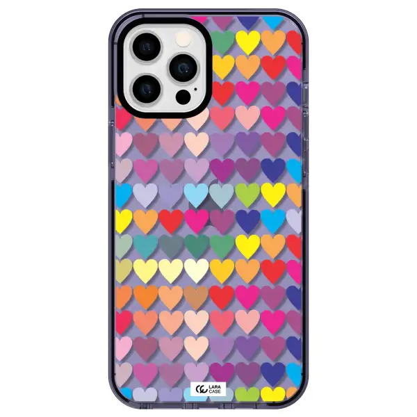 a colorful heart pattern Apple iPhone 12 pro max impact Lilac Case