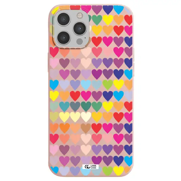 a colorful heart pattern Apple iPhone 12 pro Silicone pastel pink Case