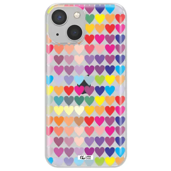 a colorful heart pattern Apple iPhone 13 Clear TPU Case
