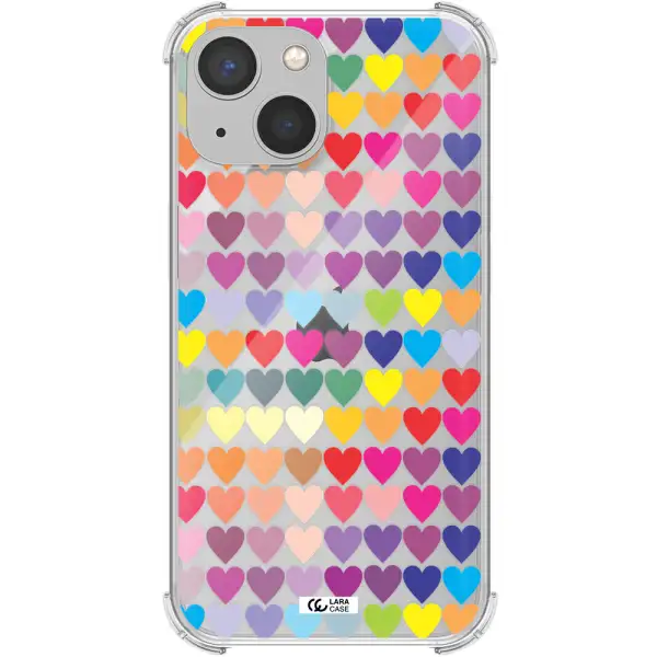 a colorful heart pattern Apple iPhone 13 mini Clear PC Case