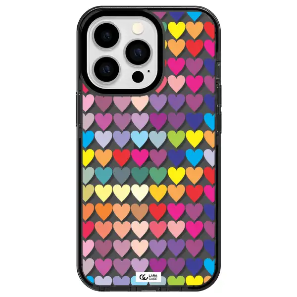 a colorful heart pattern Apple iPhone 13 Pro impact Smoke Black Case