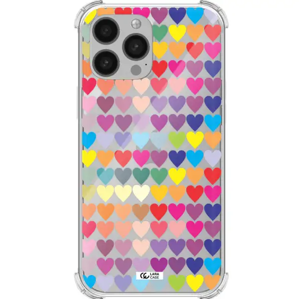 a colorful heart pattern Apple iPhone 13 Pro Max Clear PC Case