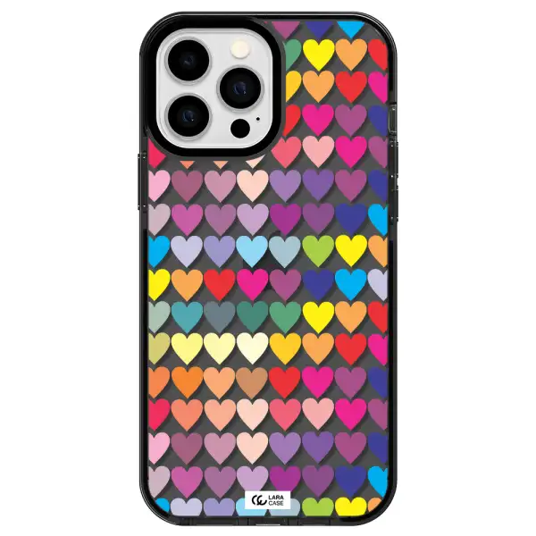 a colorful heart pattern Apple iPhone 13 Pro Max impact Smoke Black Case