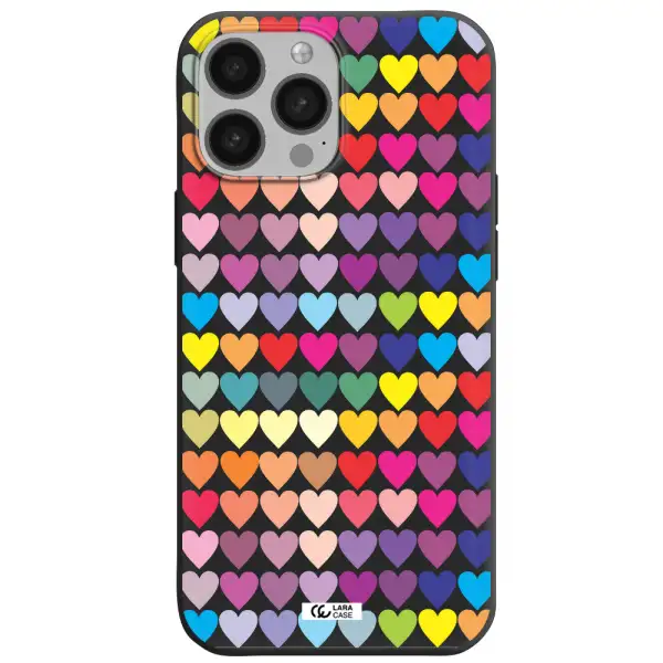 a colorful heart pattern Apple iPhone 13 Pro Max Silicone black Case