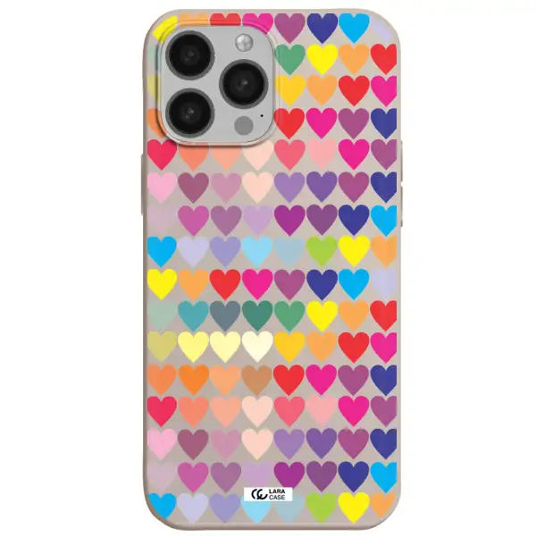 a colorful heart pattern Apple iPhone 13 Pro Max Silicone Stone Case