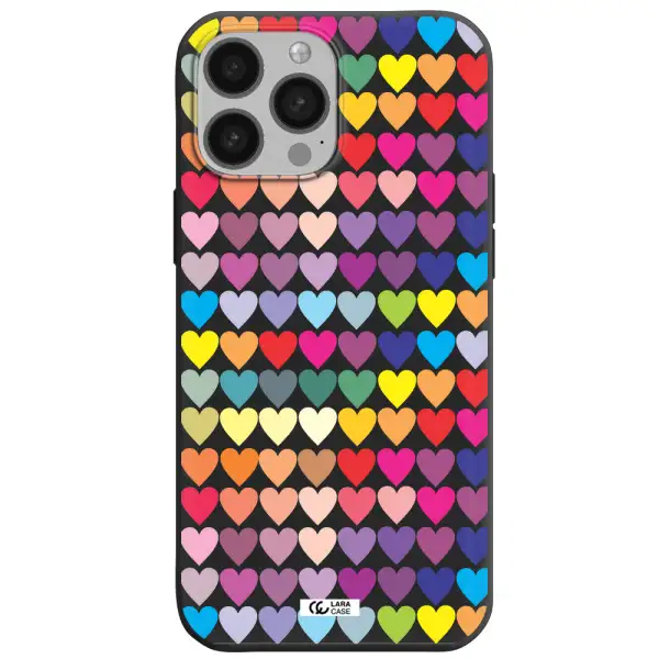 a colorful heart pattern Apple iPhone 13 Pro Silicone black Case