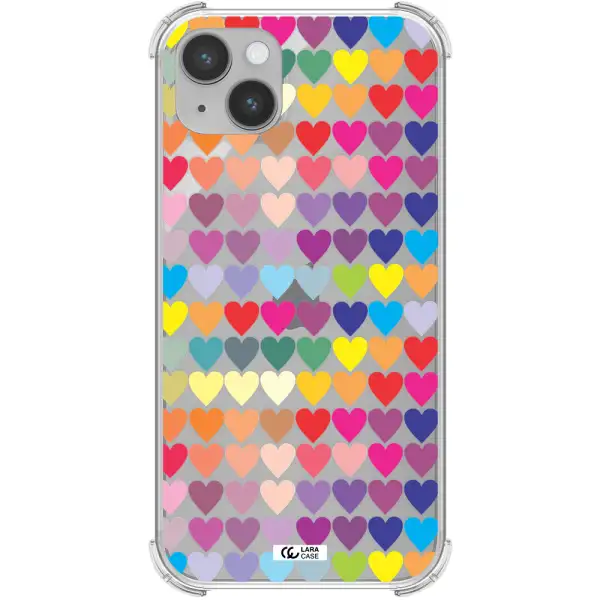 a colorful heart pattern Apple iPhone 14 plus Clear PC Case