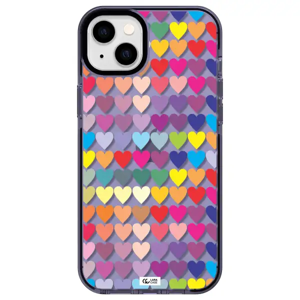 a colorful heart pattern Apple iPhone 14 plus impact Lilac Case