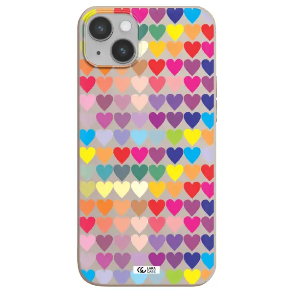 a colorful heart pattern Apple iPhone 14 plus Silicone Stone Case