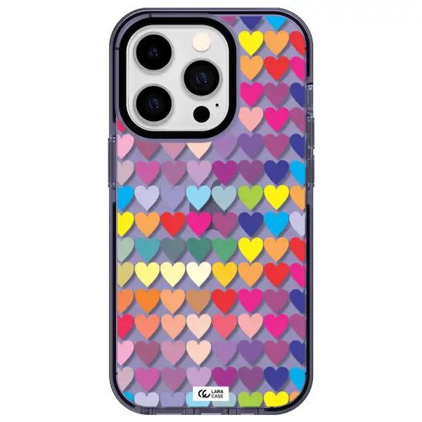 a colorful heart pattern Apple iPhone 14 pro impact Lilac Case